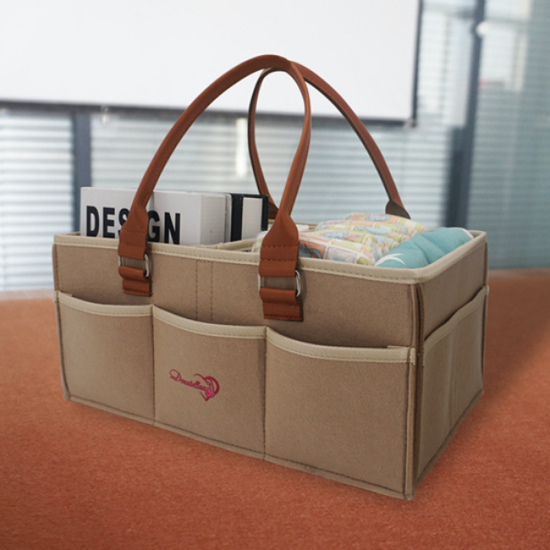 Light Brown Diaper Caddy Organizer Nursery use Foldable Lightweight Large Portable Baby Shower Gift Basket Travel Tote Car
